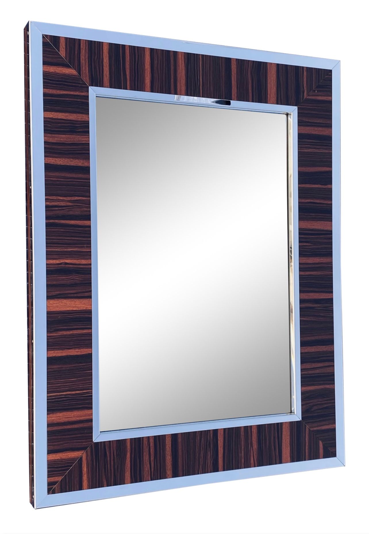 Williams-Sonoma Zebra Wood and Chrome Frame Wall Mirror