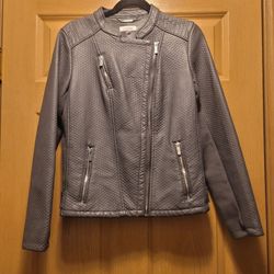 Calvin Klein Gray Faux Moto Jacket