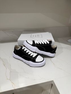 Maison Mihara Black Canvas Low-Top Sneakers with White Sole