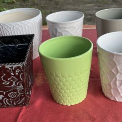 Ceramic Small Pots & Metal Vase