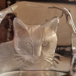 Crystal Etched Cat Statue-Glass 3D