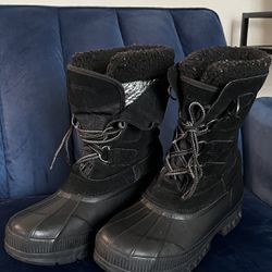 Lands' End Men's Lined Duck Boots Size US 9 D Black V3328/F25052
