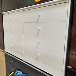 White Eight Drawer Compressed Dresser Chest 