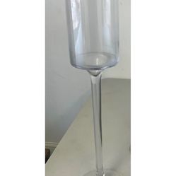 27.5 x 5 in. Glass Candle Holder with Stem, Clear