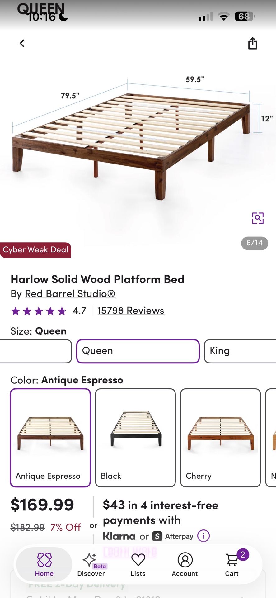 Free Queen Solid Wood Bed Frame