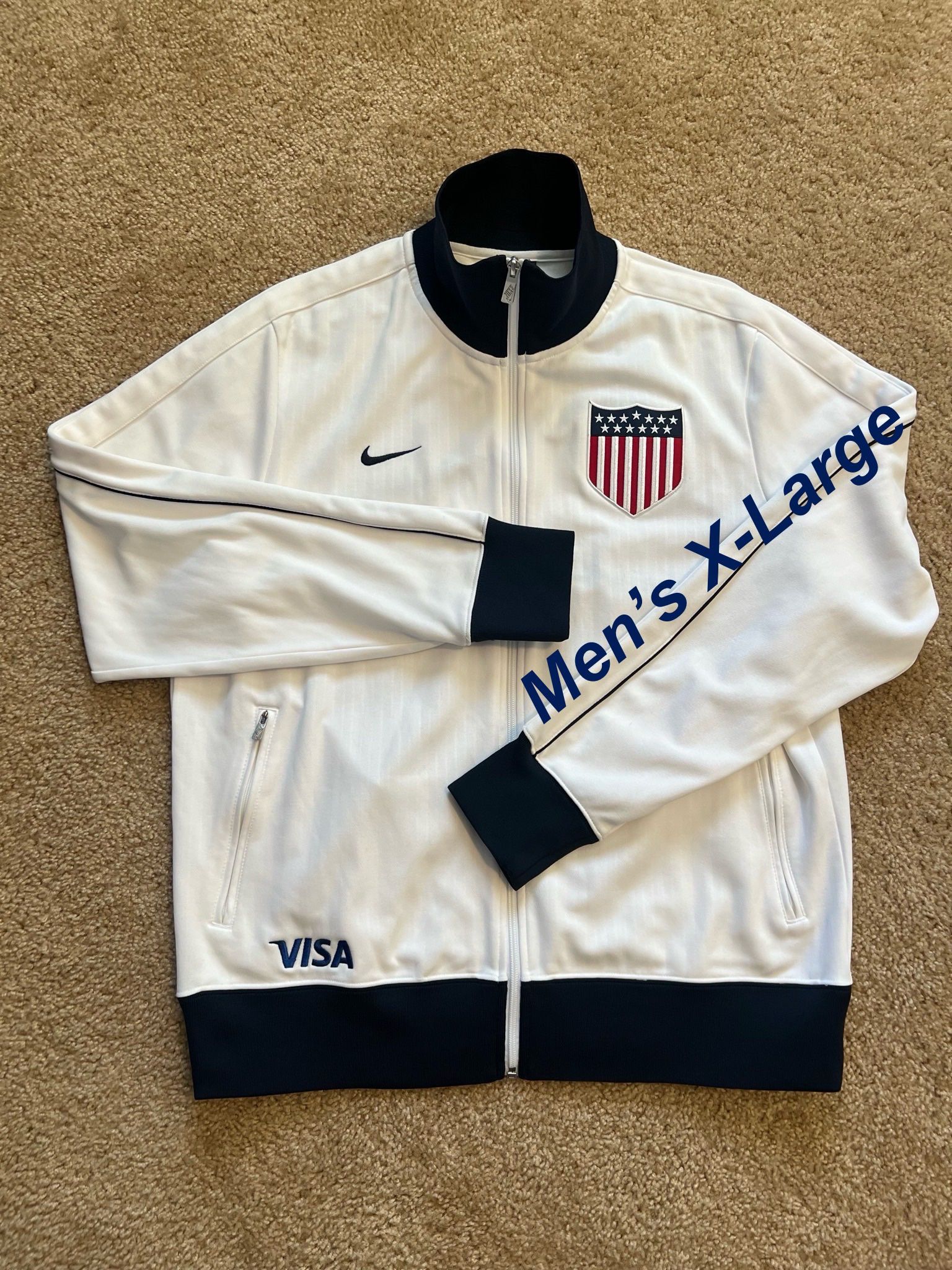 NIKE FC / AUTHENTIC 2013 USMNT Centennial Home SOCCER Full-Zip USA Track Jacket / SIZE: Men’s X-Large XL / Like New w/o Tags!! / White