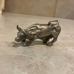 Pewter Bull Statue