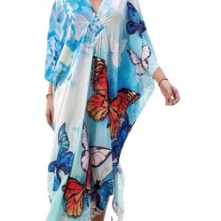 caftans for women plus size swim cover up vneck batwing dress loose fit moroccan caftan mumu dresses for women Size One Size caftan dresses fit US si