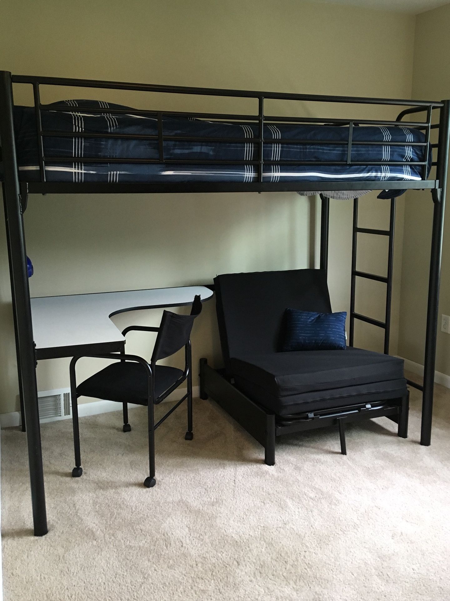 REDUCED !! Bunk Bed w/ built in desk, chair, & futon chair