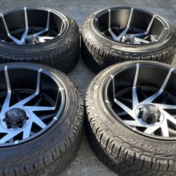 24x14 BRAND NEW DCENTI DEEP DISH RIMS AND TIRES,6 lug 