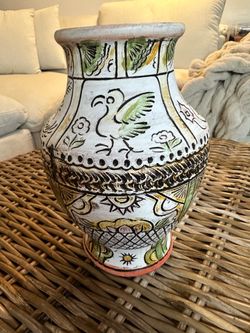 Painted Japanese Pottery Vase