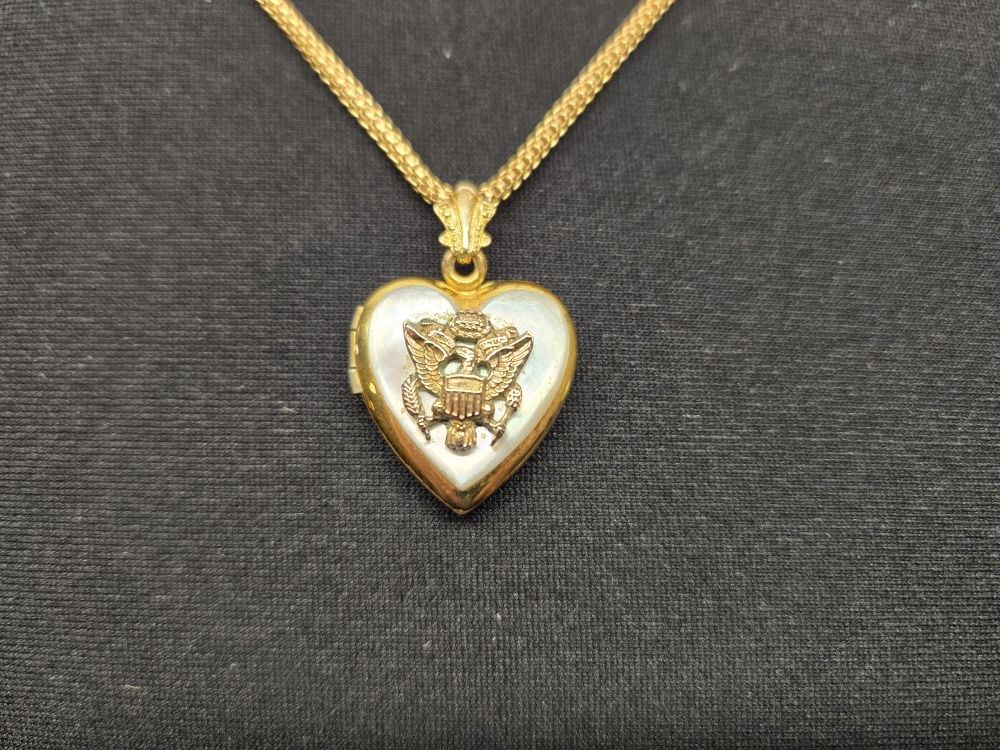 Vintage WWII US Army Eagle Mother Of Pearl Locket