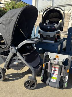 Chicco Keyfit Stroller, Car Seat, and 2 Bases