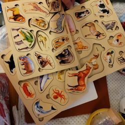 3 Kids Puzzles. (Baby/adult) Animals