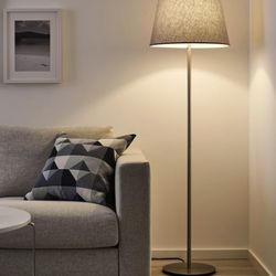 IKEA RINGSTA / SKAFTET Floor Lamp Gray Shade Nickel Base