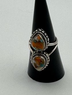 Oyster copper turquoise Gemstone 925 sterling silver handmade  ring