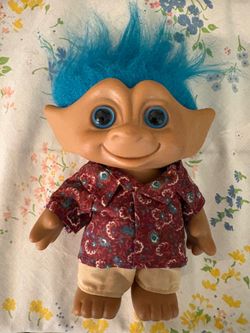 Vintage Ace Novelty Treasure Troll Doll Teal Hair