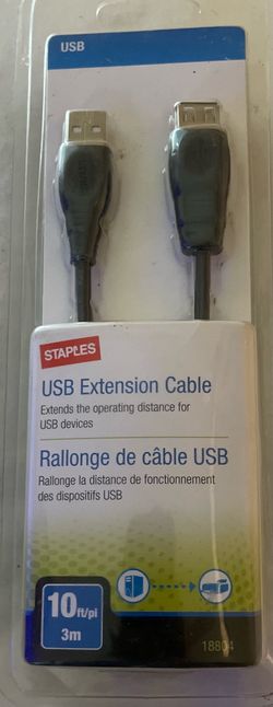 Staples TECH 10 ft. USB-A to USB-B 2.0 Cable, Male to Male, Black (ST62443)