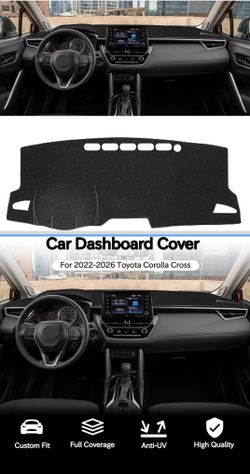  Dash Cover for 2022-2025 2026 Toyota Corolla Cross Accessories,Polyester Dashboard Cover for Corolla Cross, Non-Slip Dash Mat No Glare UV Rays Protec