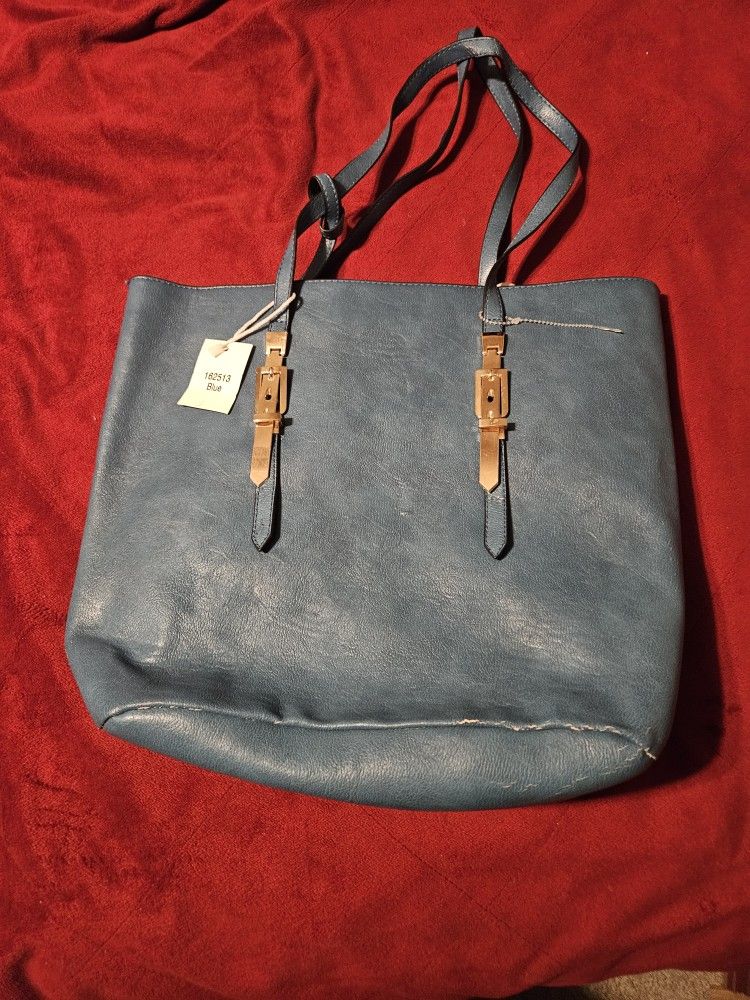 Blue Tote Bag With Change Purse