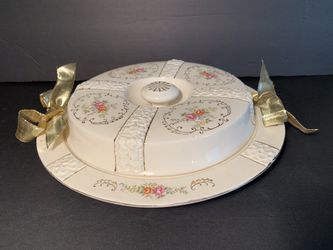 Vintage Japanese Porcelain Divided Covered Serving Dish (Diameter: 11”)