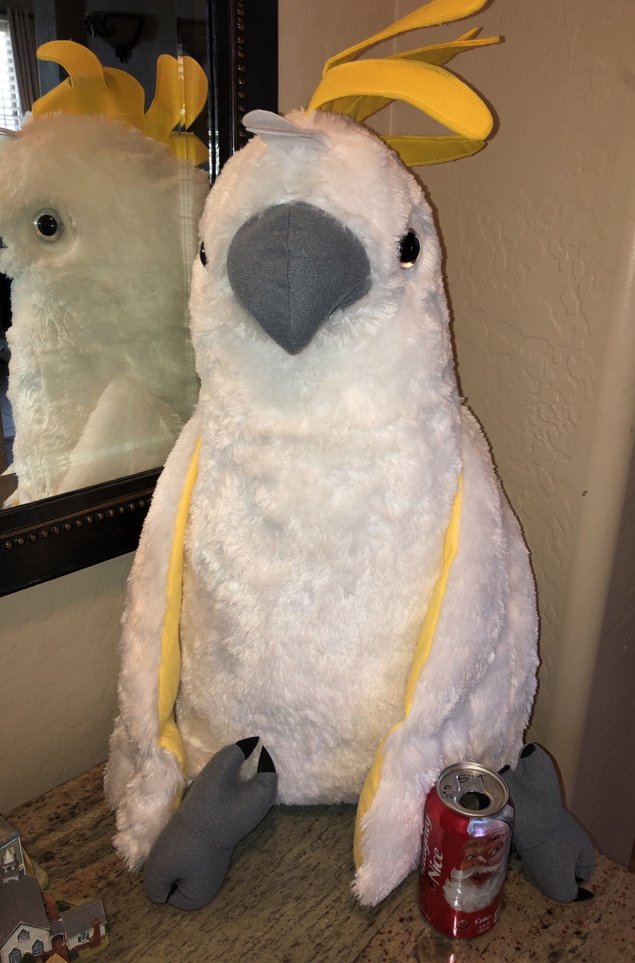 Wild Republic 24” Large Cockatoo Plush White/Yellow Stuffed Animal