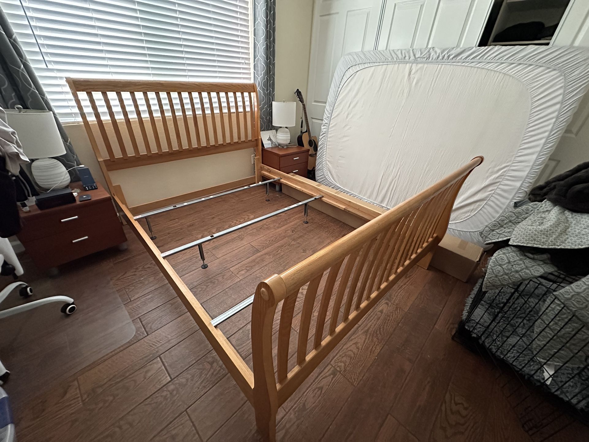 All Natural Wood Sled Bed Frame - Queen