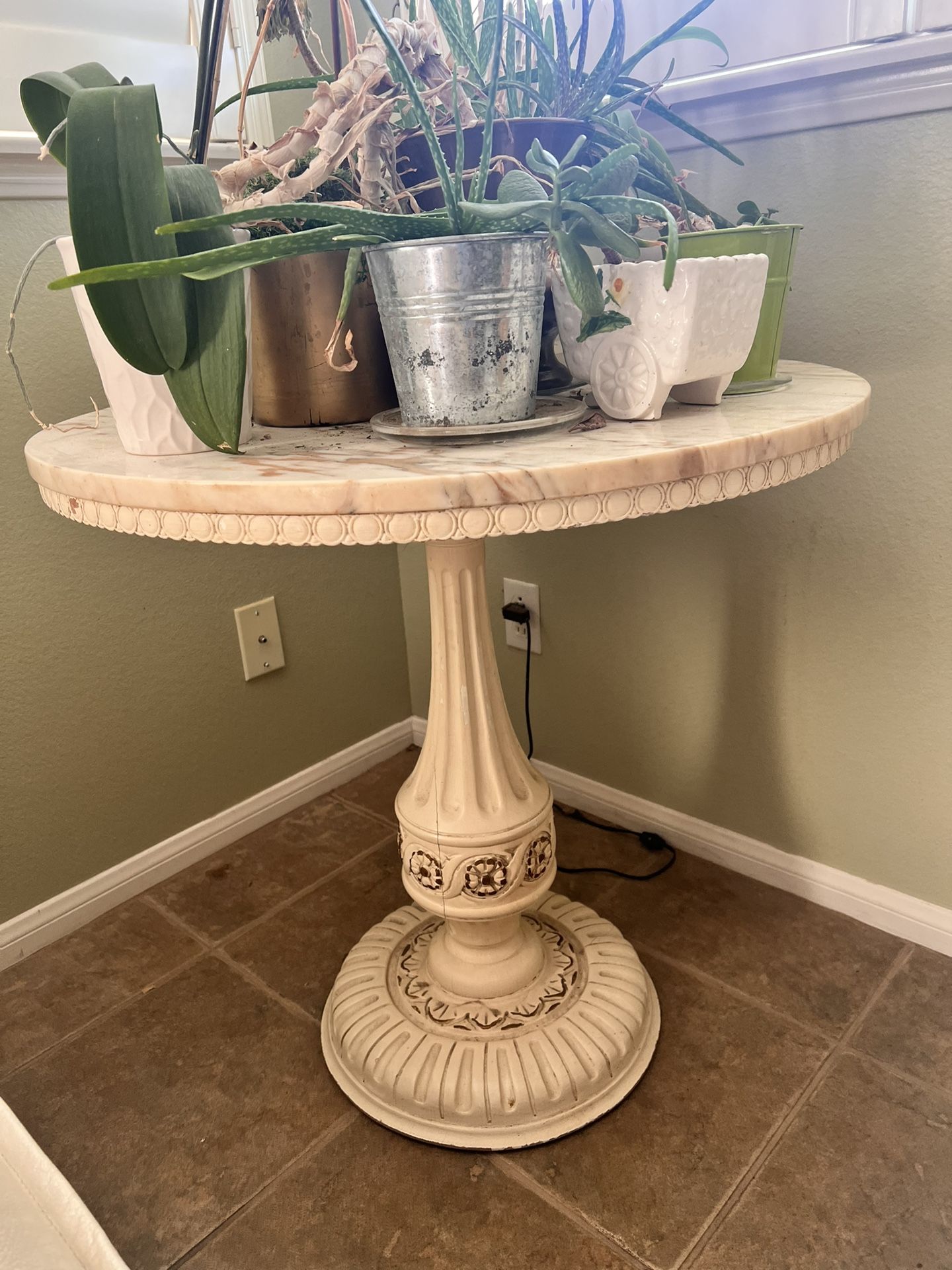 Antique Victorian French Marble Accent Cream Table