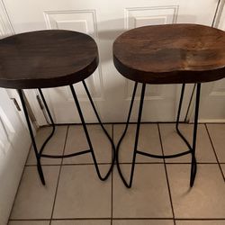 (2) Wooden Bar Stools 29” Height 