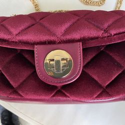 Burgundy Velvet Clutch Purse 