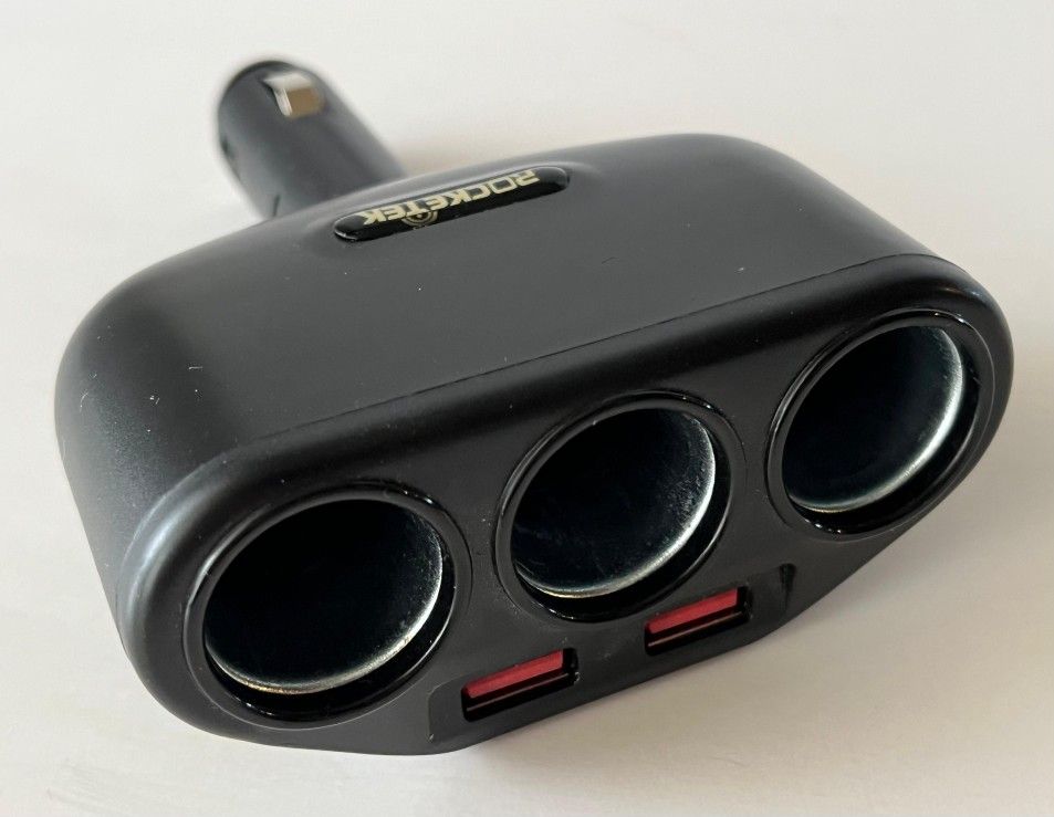 Rocketek 3 Way Car Cigarette Lighter Socket Splitter W/Dual USB Charger 12-24V