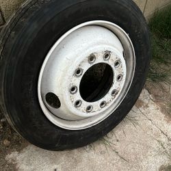 Semi Tire And Wheel.