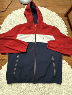 Tommy Hilfiger Men's Lightweight Water Resistant  Red/White/Navy, size large