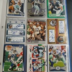 Binder of 27 Dallas Cowboys cards. $10 for everything together.  Also includes cards of Smith, Aikman, Staubach, Prescott, Lamb, rookie cards and more