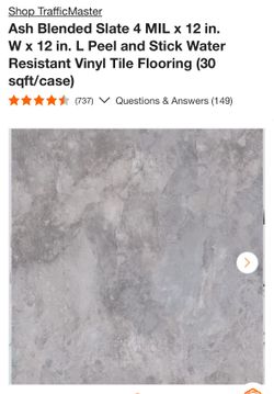 TrafficMaster Ash Blended Slate 12 in. x 12 in. Peel and Stick Vinyl Tile