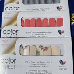 Color Street Nail Strips Lot Of 3 Flamin-goals, Caribbean Coral, It Takes Tucson