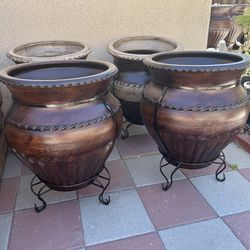 New Flower Pots Made Out Of Clay And Iron 