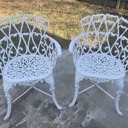 Pair of Victoria Vintage Cast Iron Chairs