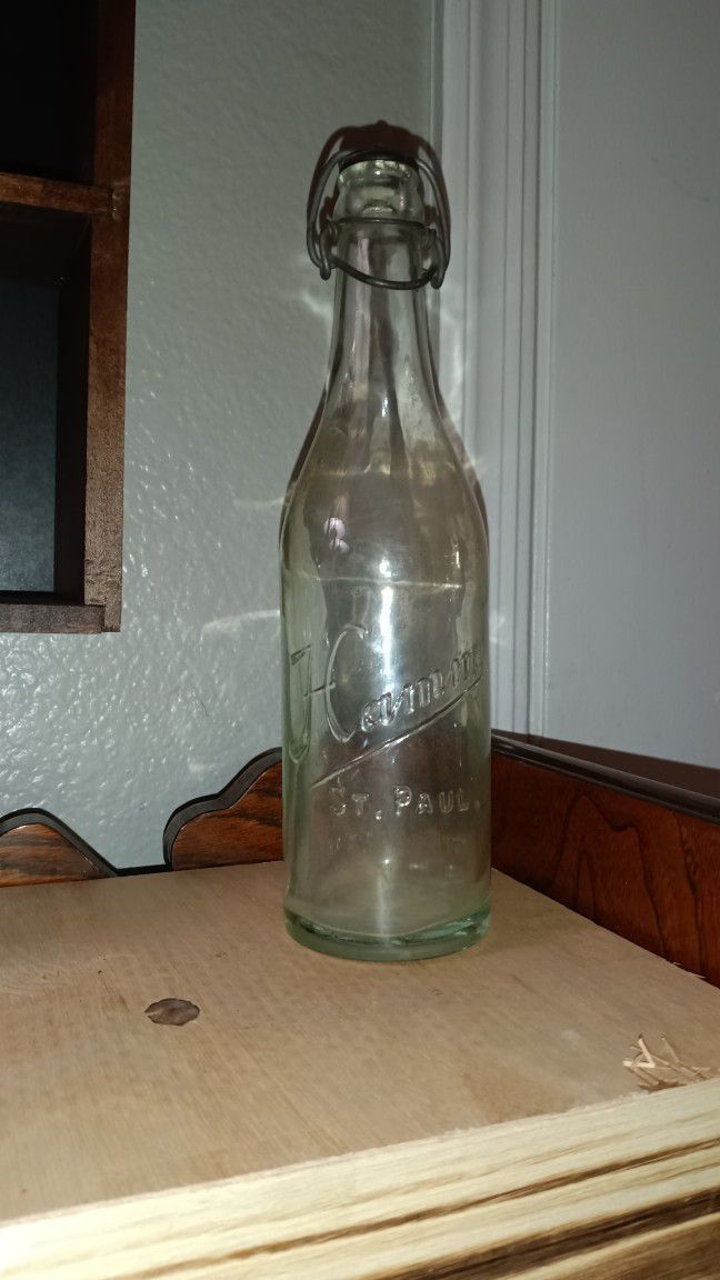 Antique Hamm's Beer Embossed Metal Flip Top Bottle