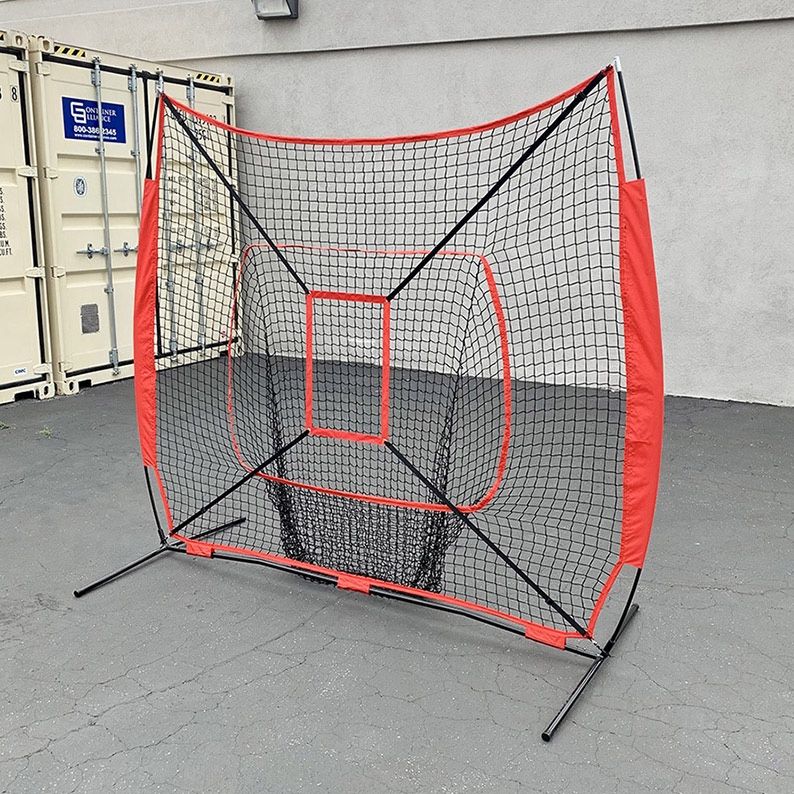 New in box $55 Baseball & Softball Practice Hitting & Pitching 7x7’ Net with Bow Frame, Carry Bag