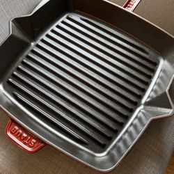 Staub Enameled Cast Iron Grill Pan Red 12”
