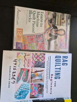 6 quilting books & cd jelly rolls