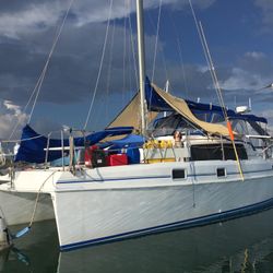 Catamaran Sailboat By Endeavourcat, White/Blue, 34’