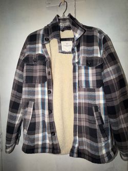 Men’s M American Eagle Sherpa-Lined Flannel Shirt Jacket