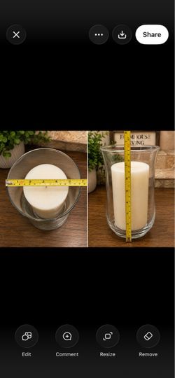 Large Glass Hurricane Candle Holder With Pillar Candle