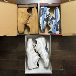 Jordan Retros, Air Forces, Air Max Sizes 11,11.5,12