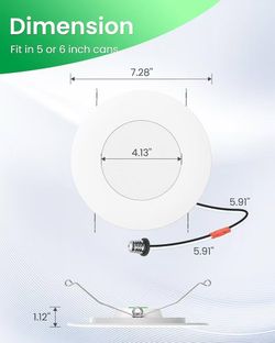 🥨ALUSSO® 6Inch LED Recessed Lighting, 2K 5CCT Ultra-Thin Can Light, 12W 1100lm Retrofit Downlights 5-100% Dimmable, Wet Rated, White, 12 Pack