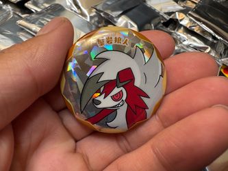 Pokemon Chinese Gem Pack Lycanroc Holo Badge Pin