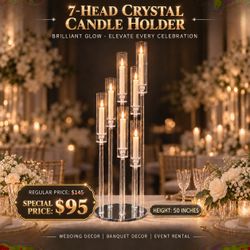 7-Head Crystal Candle Holder 50 Inches