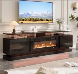 80 in. Freestanding Electric Fireplace TV Stand with Adjustable LED
